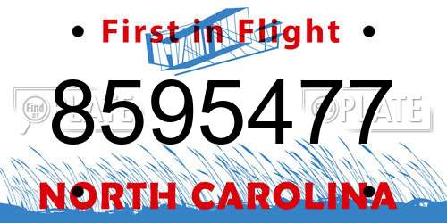 8595477 North Carolina License Plate