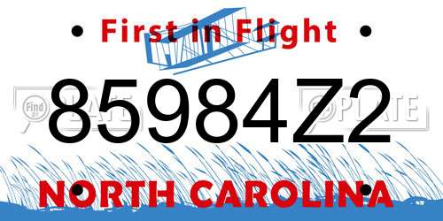 85984Z2 North Carolina License Plate