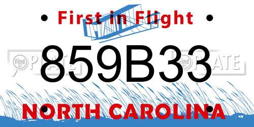 859B33 North Carolina License Plate