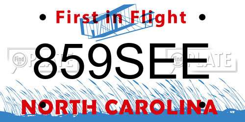 859SEE North Carolina License Plate