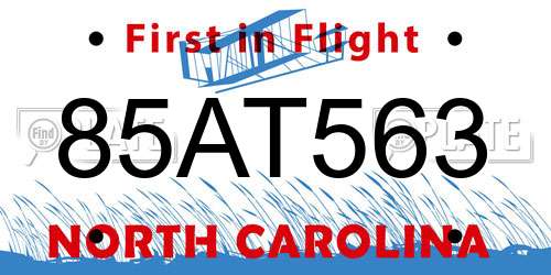 85AT563 North Carolina License Plate