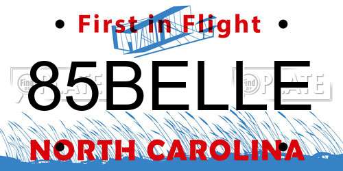 85BELLE North Carolina License Plate