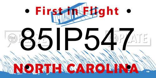 85IP547 North Carolina License Plate