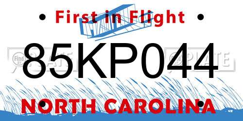 85KP044 North Carolina License Plate