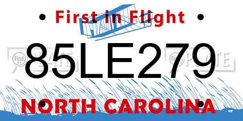 85LE279 North Carolina License Plate