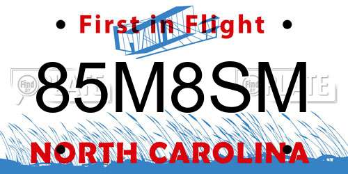 85M8SM North Carolina License Plate