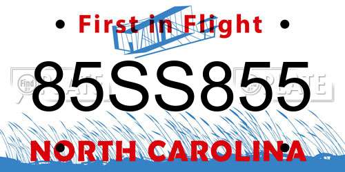85SS855 North Carolina License Plate