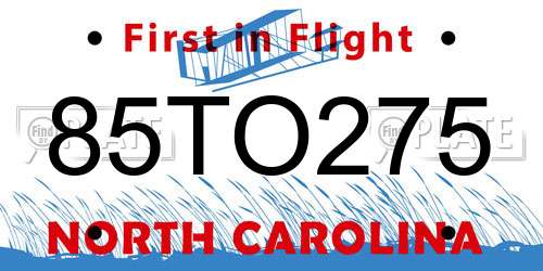 85TO275 North Carolina License Plate