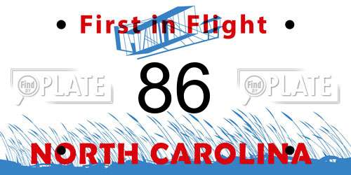 86 North Carolina License Plate