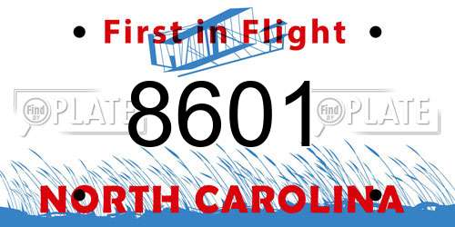 8601 North Carolina License Plate