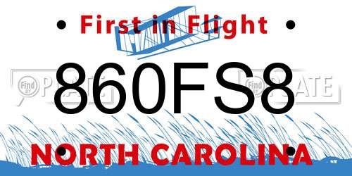 860FS8 North Carolina License Plate
