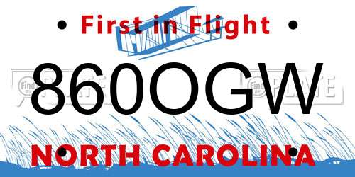 860OGW North Carolina License Plate