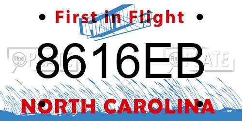 8616EB North Carolina License Plate