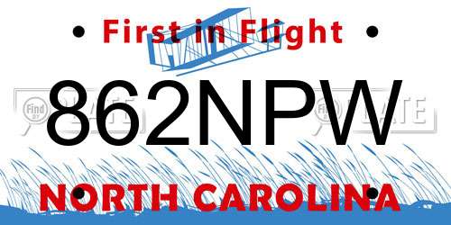 862NPW North Carolina License Plate