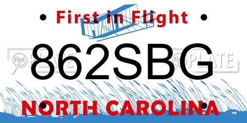 862SBG North Carolina License Plate