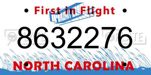 8632276 North Carolina License Plate