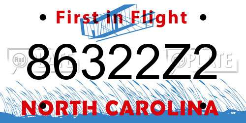 86322Z2 North Carolina License Plate