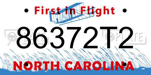86372T2 North Carolina License Plate