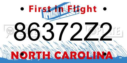 86372Z2 North Carolina License Plate