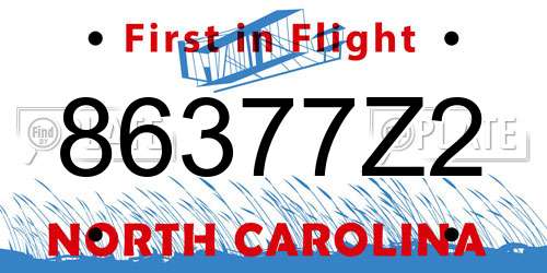 86377Z2 North Carolina License Plate