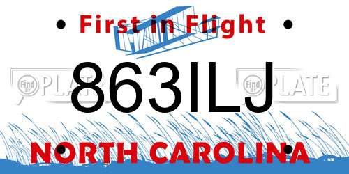 863ILJ North Carolina License Plate