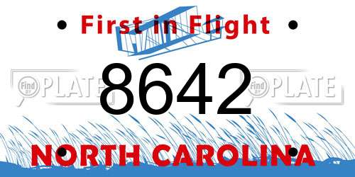 8642 North Carolina License Plate