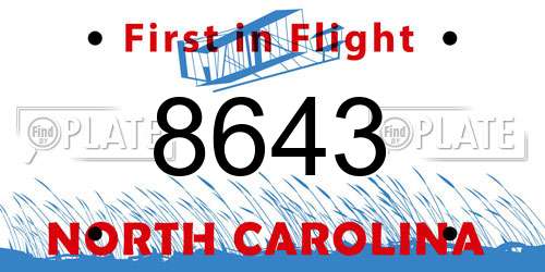 8643 North Carolina License Plate
