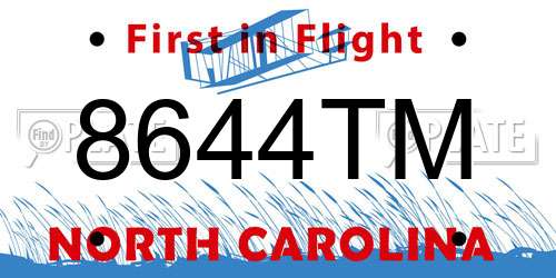 8644TM North Carolina License Plate