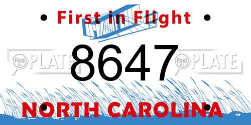 8647 North Carolina License Plate