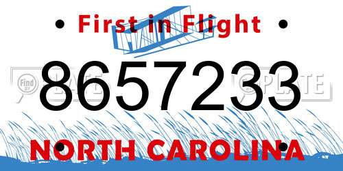 8657233 North Carolina License Plate