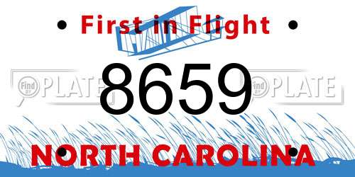 8659 North Carolina License Plate