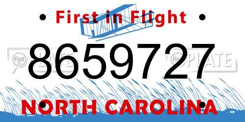 8659727 North Carolina License Plate