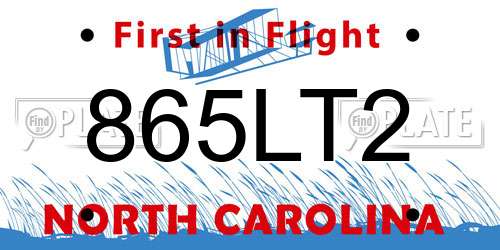 865LT2 North Carolina License Plate