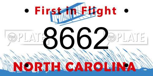 8662 North Carolina License Plate