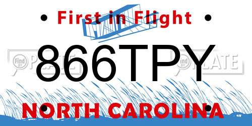 866TPY North Carolina License Plate