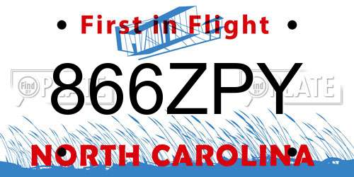 866ZPY North Carolina License Plate