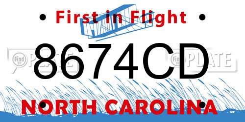 8674CD North Carolina License Plate