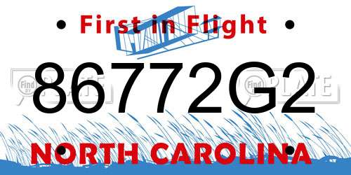 86772G2 North Carolina License Plate