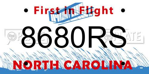8680RS North Carolina License Plate
