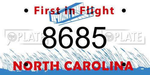 8685 North Carolina License Plate
