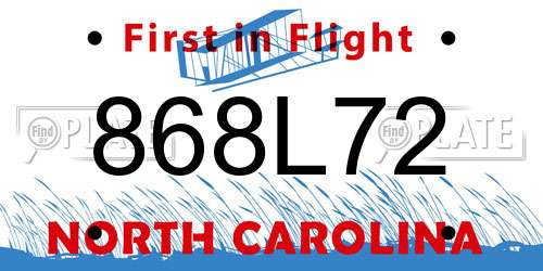 868L72 North Carolina License Plate