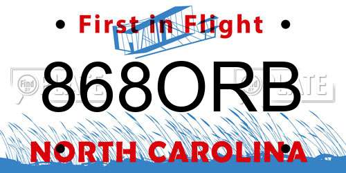 868ORB North Carolina License Plate