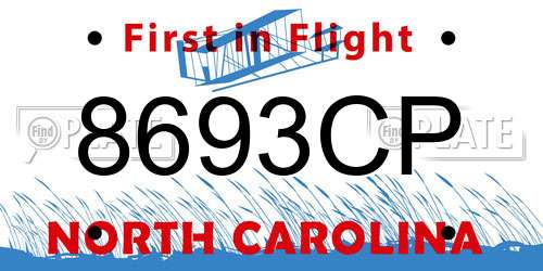 8693CP North Carolina License Plate