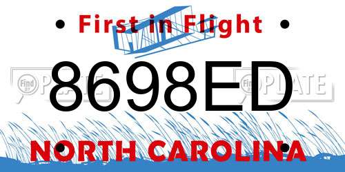 8698ED North Carolina License Plate