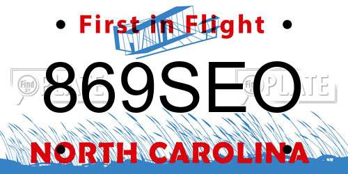 869SEO North Carolina License Plate