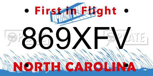 869XFV North Carolina License Plate