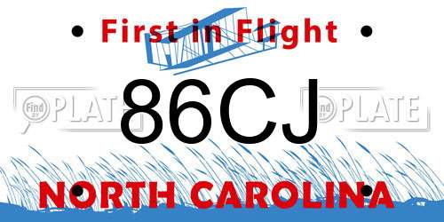 86CJ North Carolina License Plate