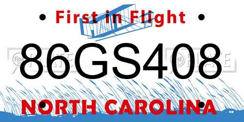 86GS408 North Carolina License Plate