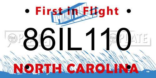 86IL110 North Carolina License Plate
