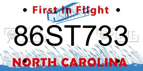 86ST733 North Carolina License Plate